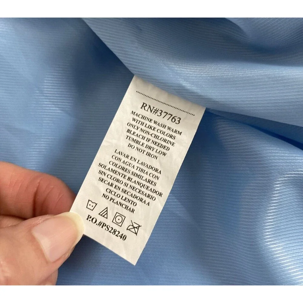Perry Ellis Hooded Jacket Rain Coat Womens Size M Blue Pastel Full Zip Pockets